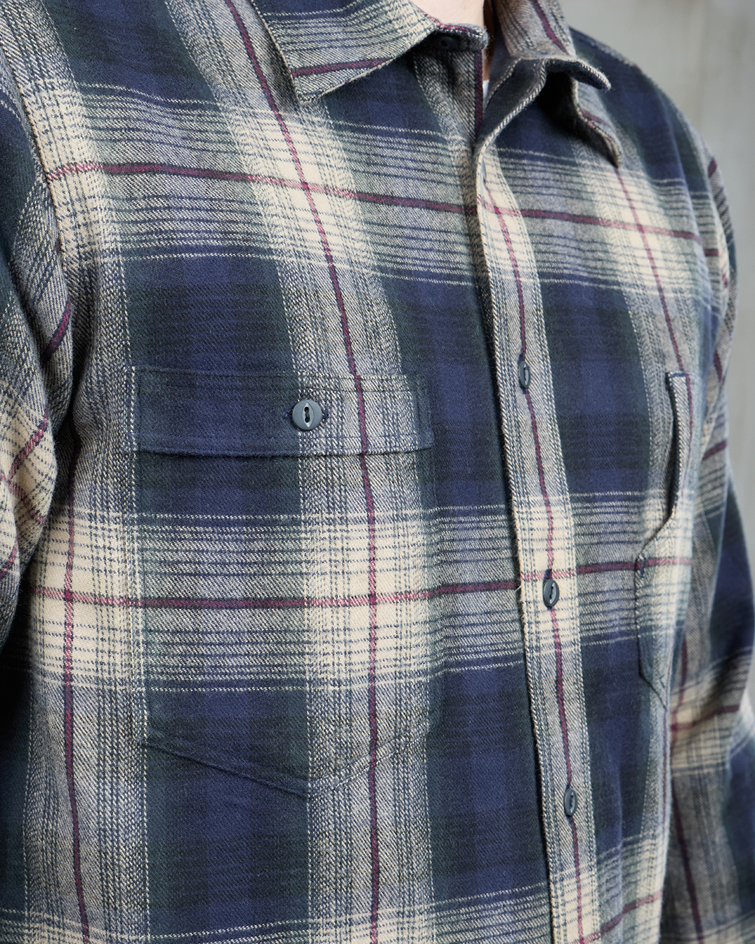 1937 Roamer Shirt blue beige check flannel