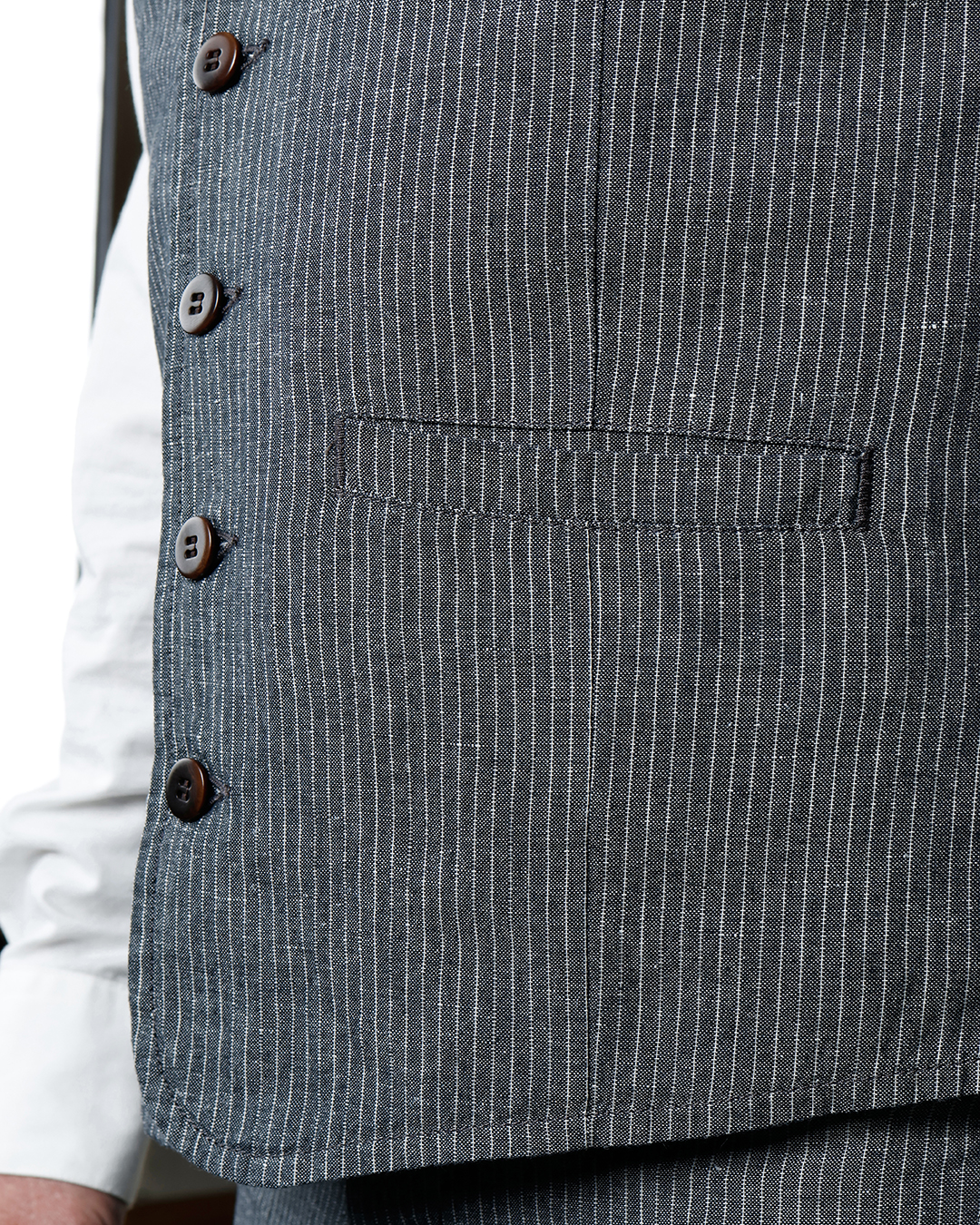1905 Hauler Vest Grey Striped Linen