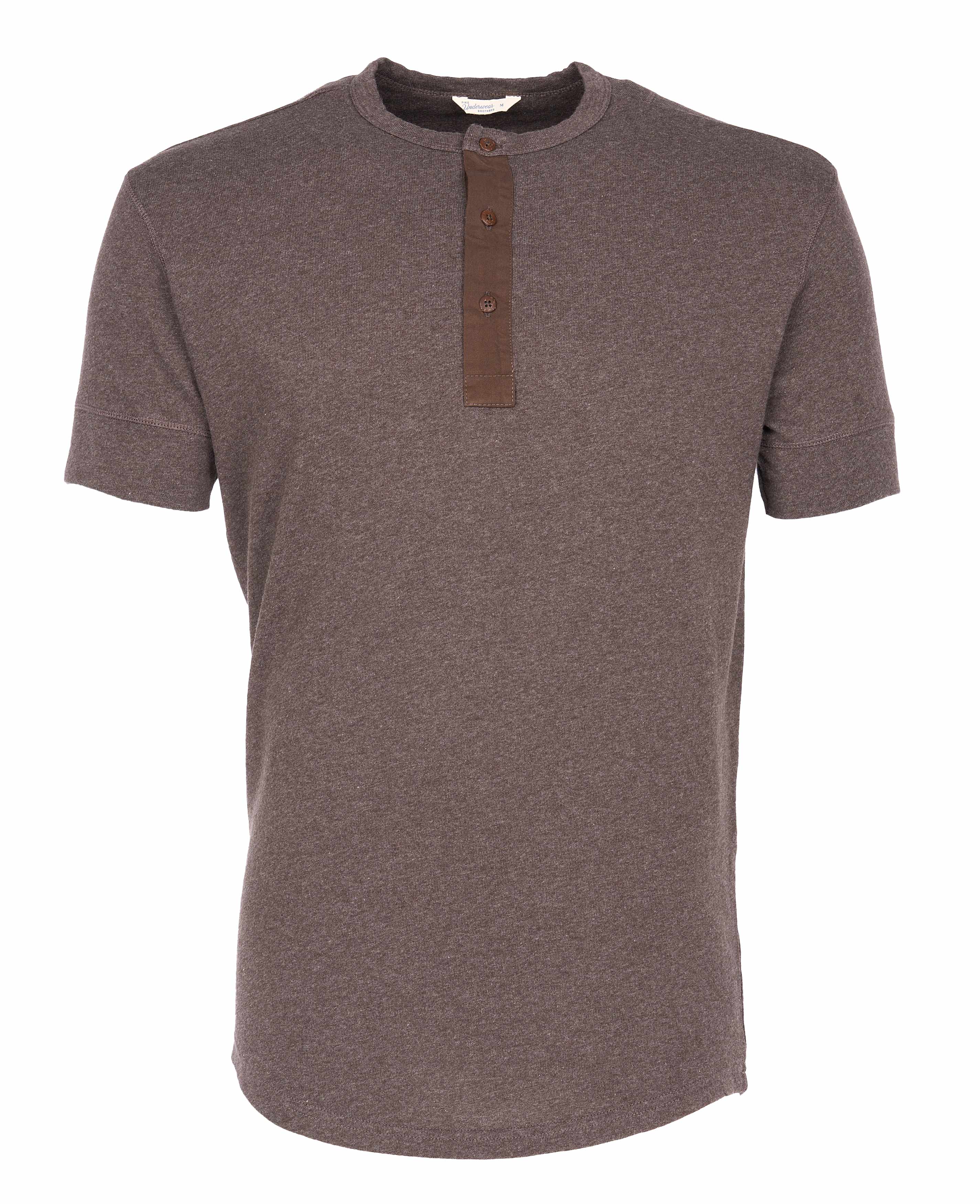 1927 Henley Shirt short sleeve brown melange