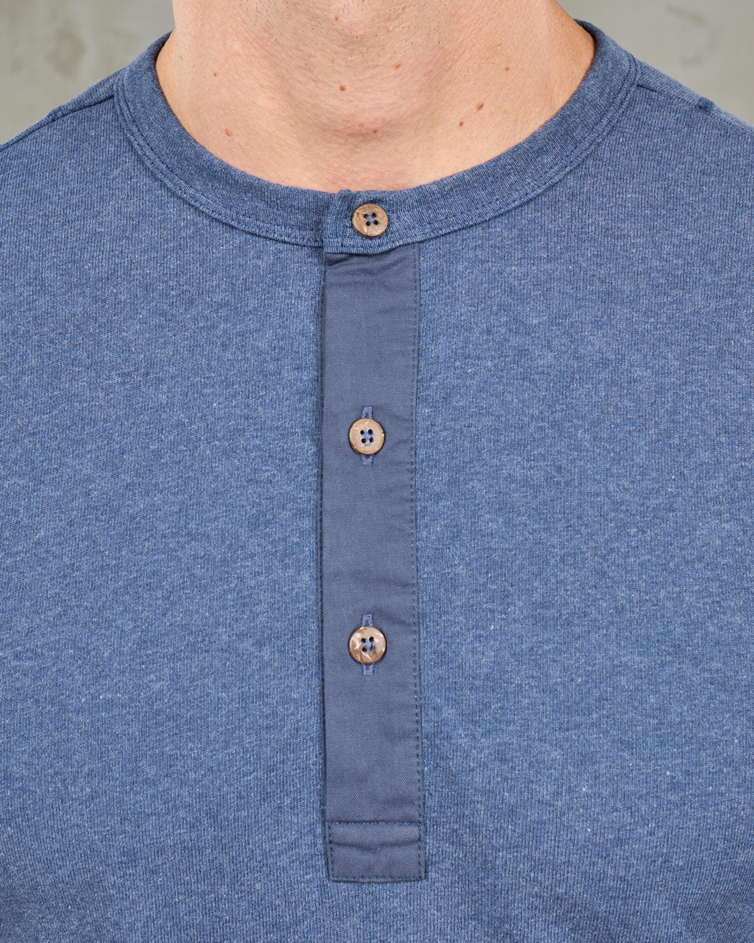 1927 Henley Shirt Long Sleeve Indigo Melange