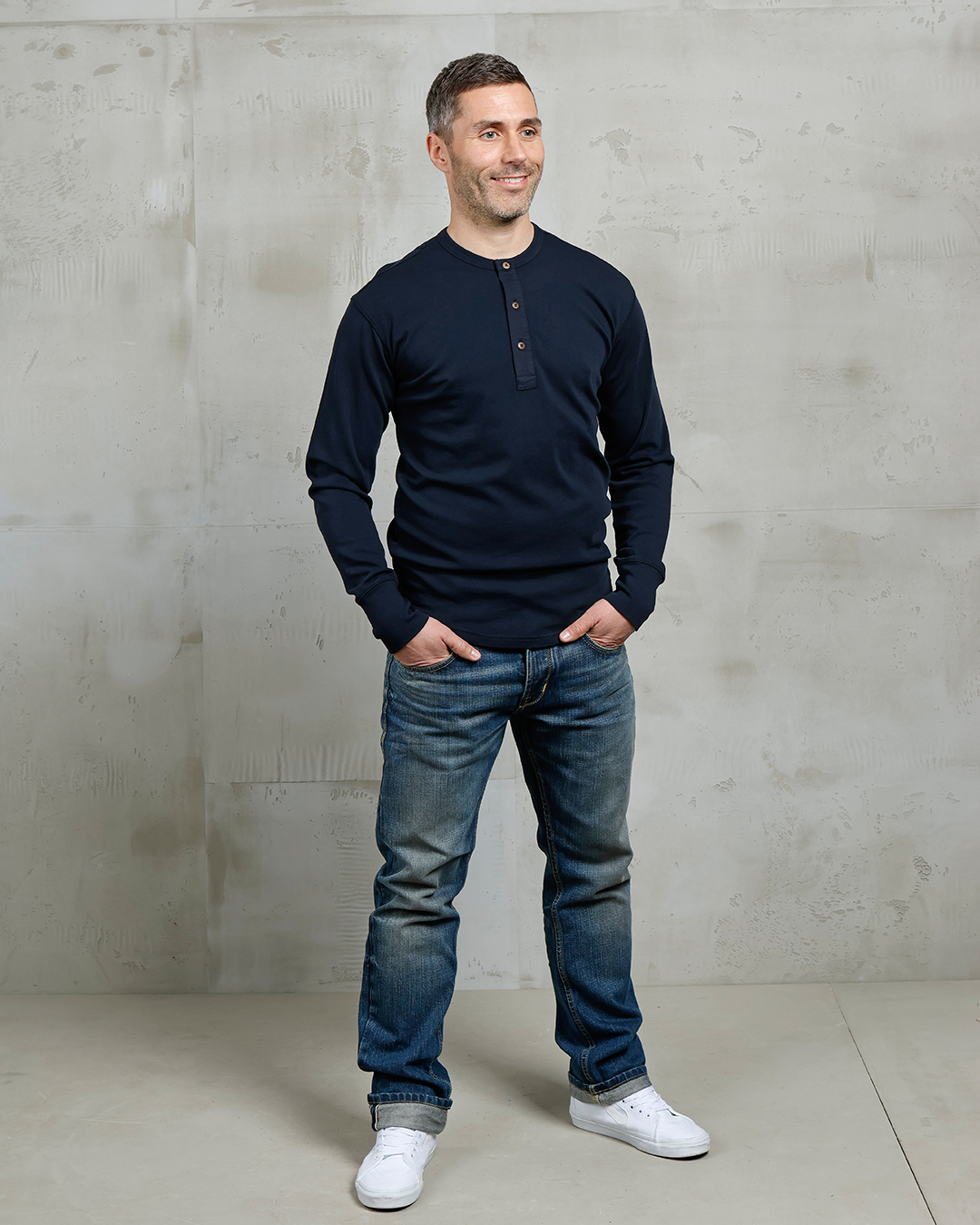 1927 Henley Shirt long sleeve Mojave blue