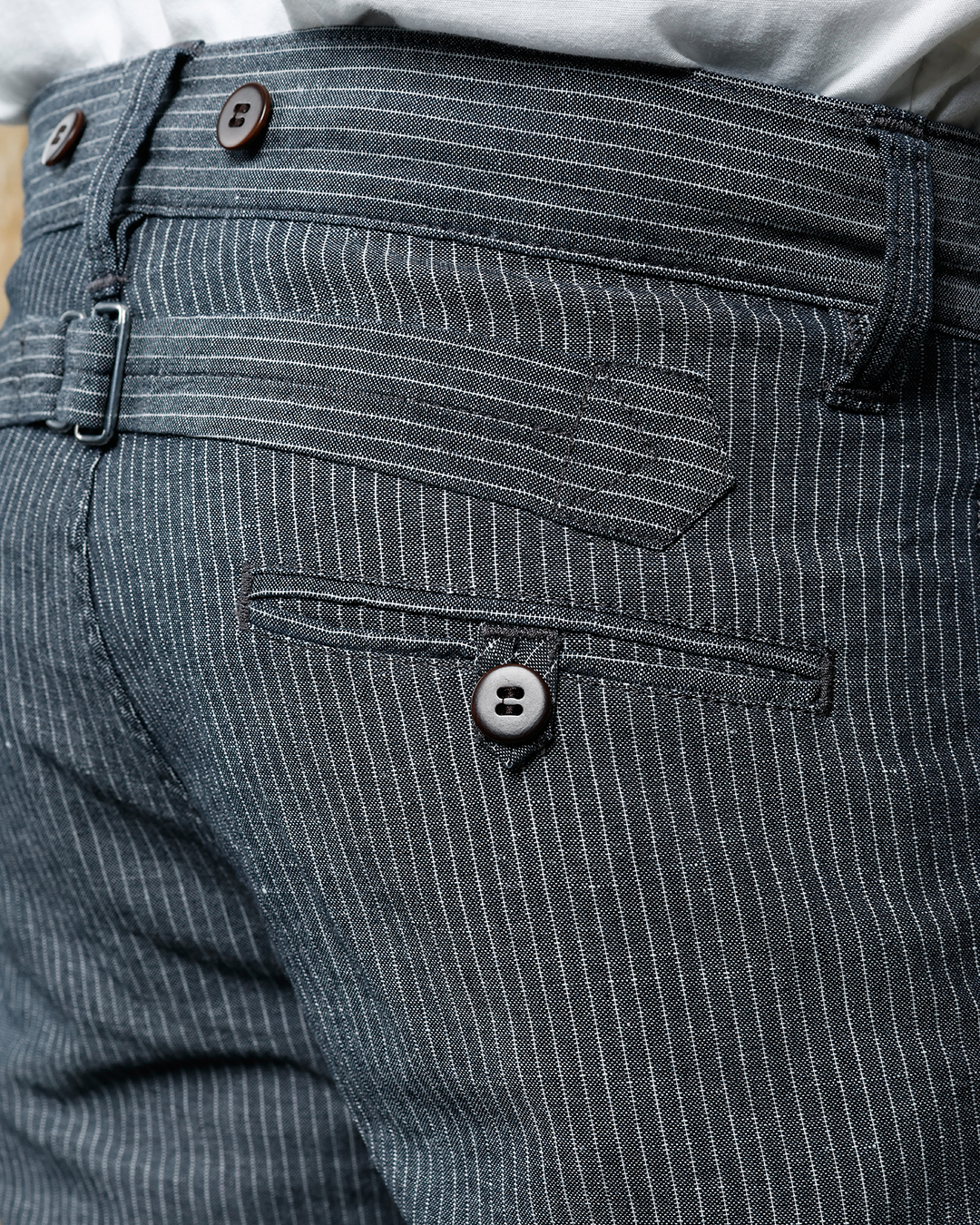 1942 Hunting Pant Grey Striped Linen