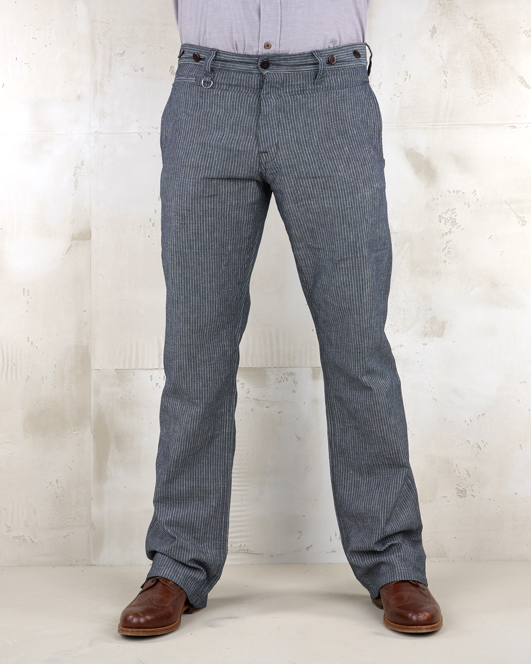 1942 Hunting Pant grey striped linen