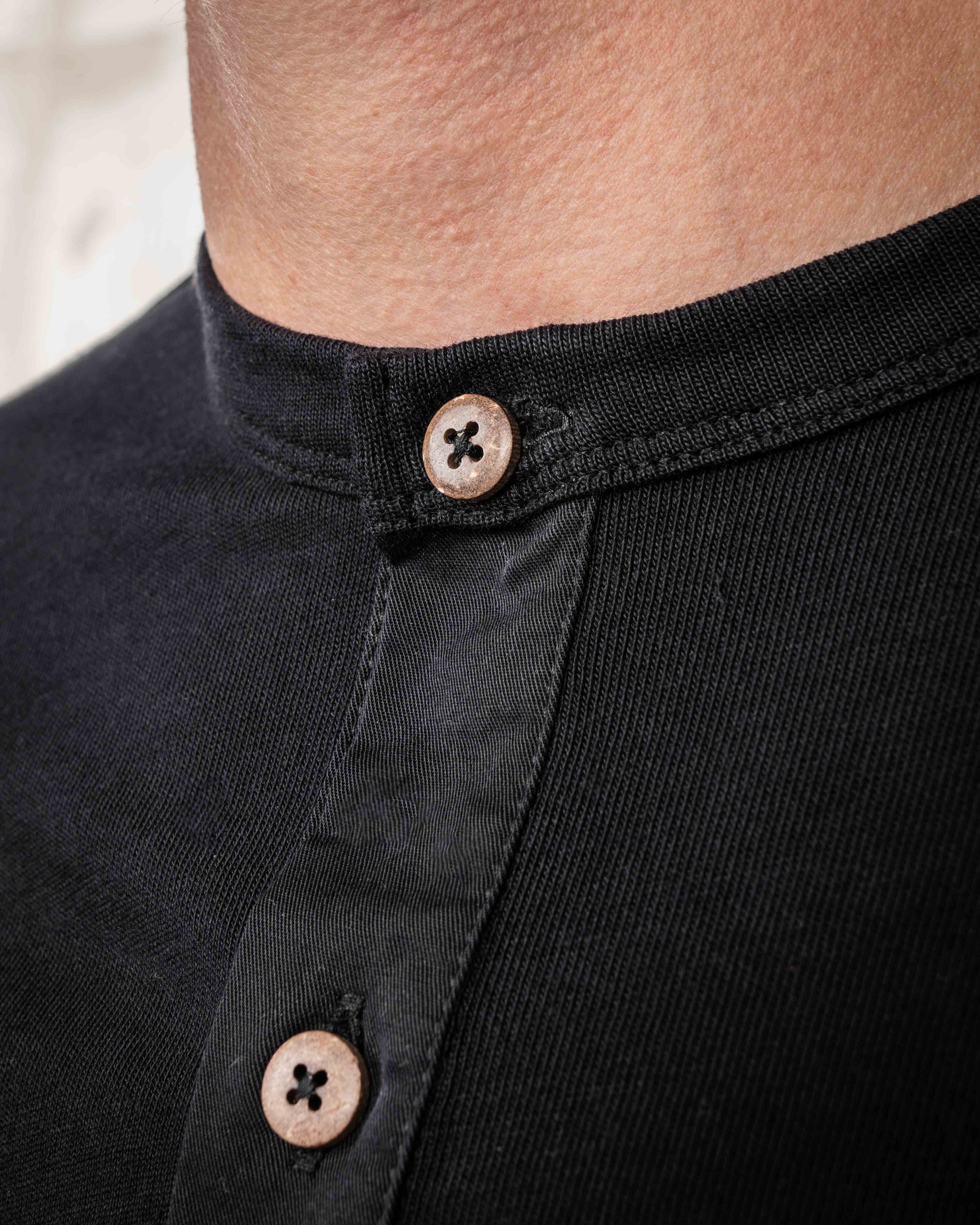 1927 Henley Shirt Short Sleeve Deep Black