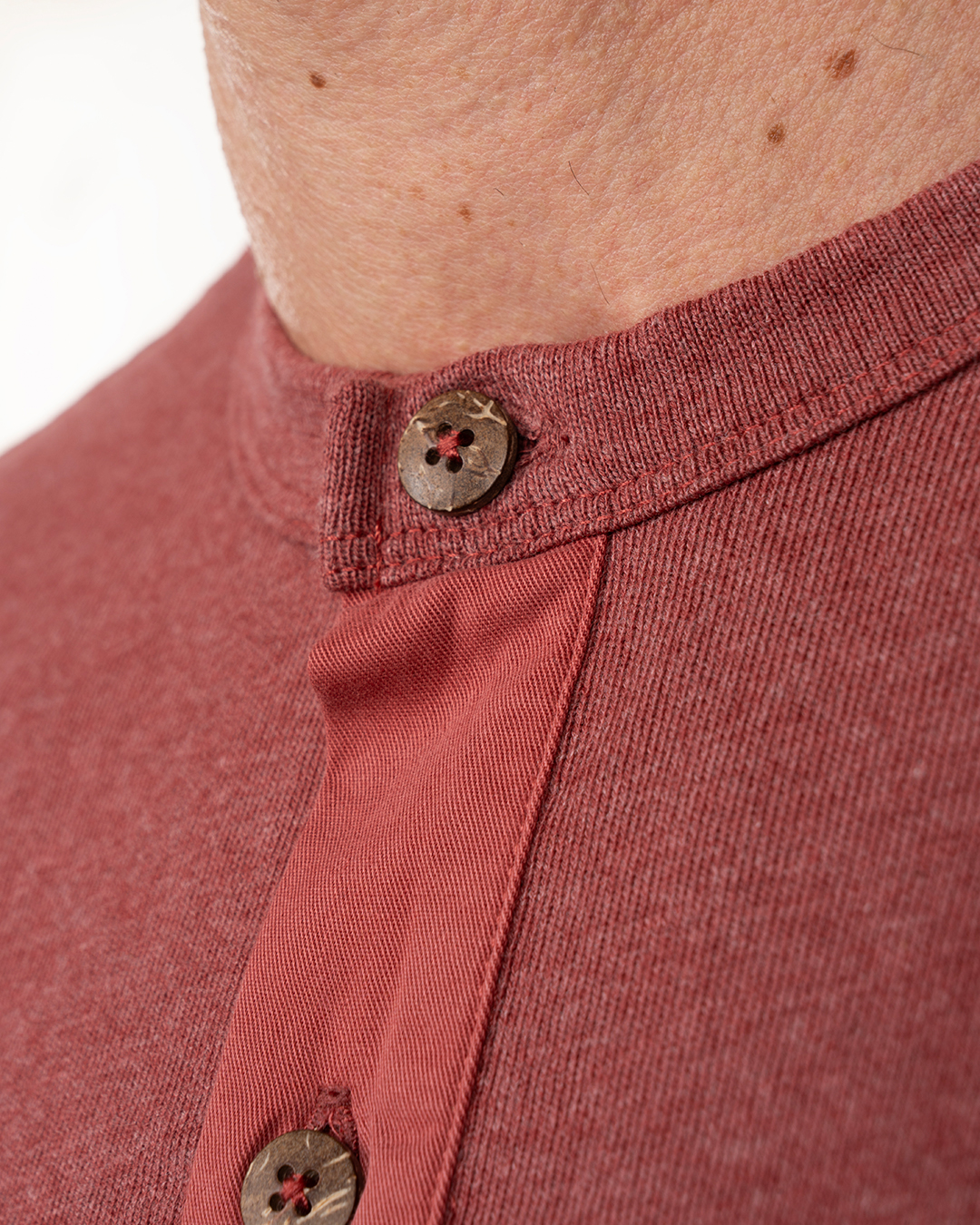 1927 Henley Shirt long sleeve granate red