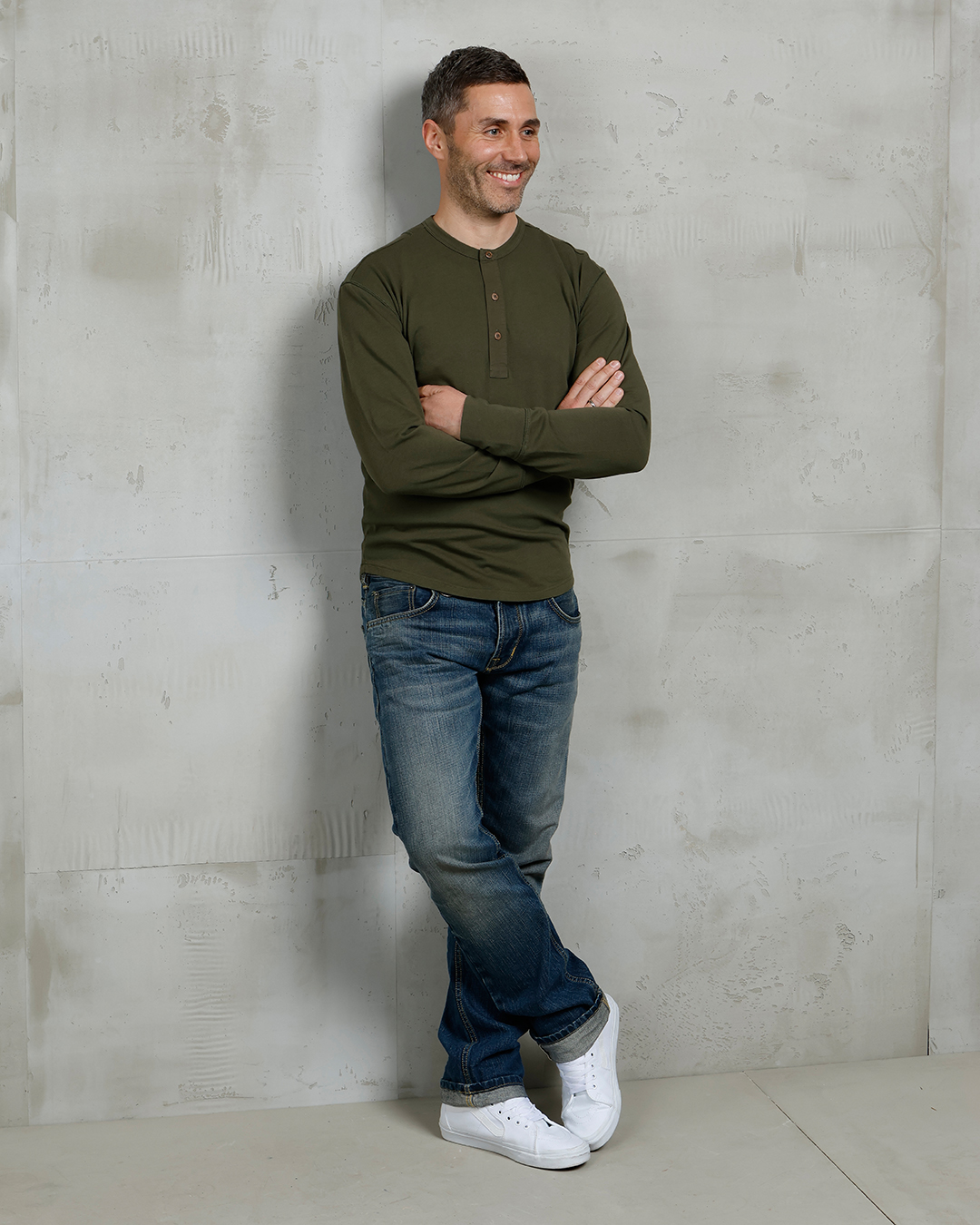 1927 Henley Shirt long sleeve Mojave green