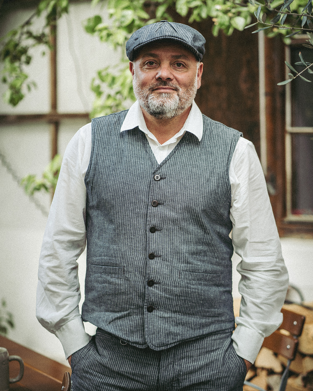 1905 Hauler Vest Grey Striped Linen 1905 Hauler Vest Grey Striped Linen
