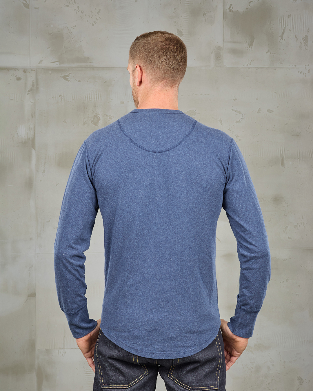 1927 Henley Shirt Long Sleeve Indigo Melange