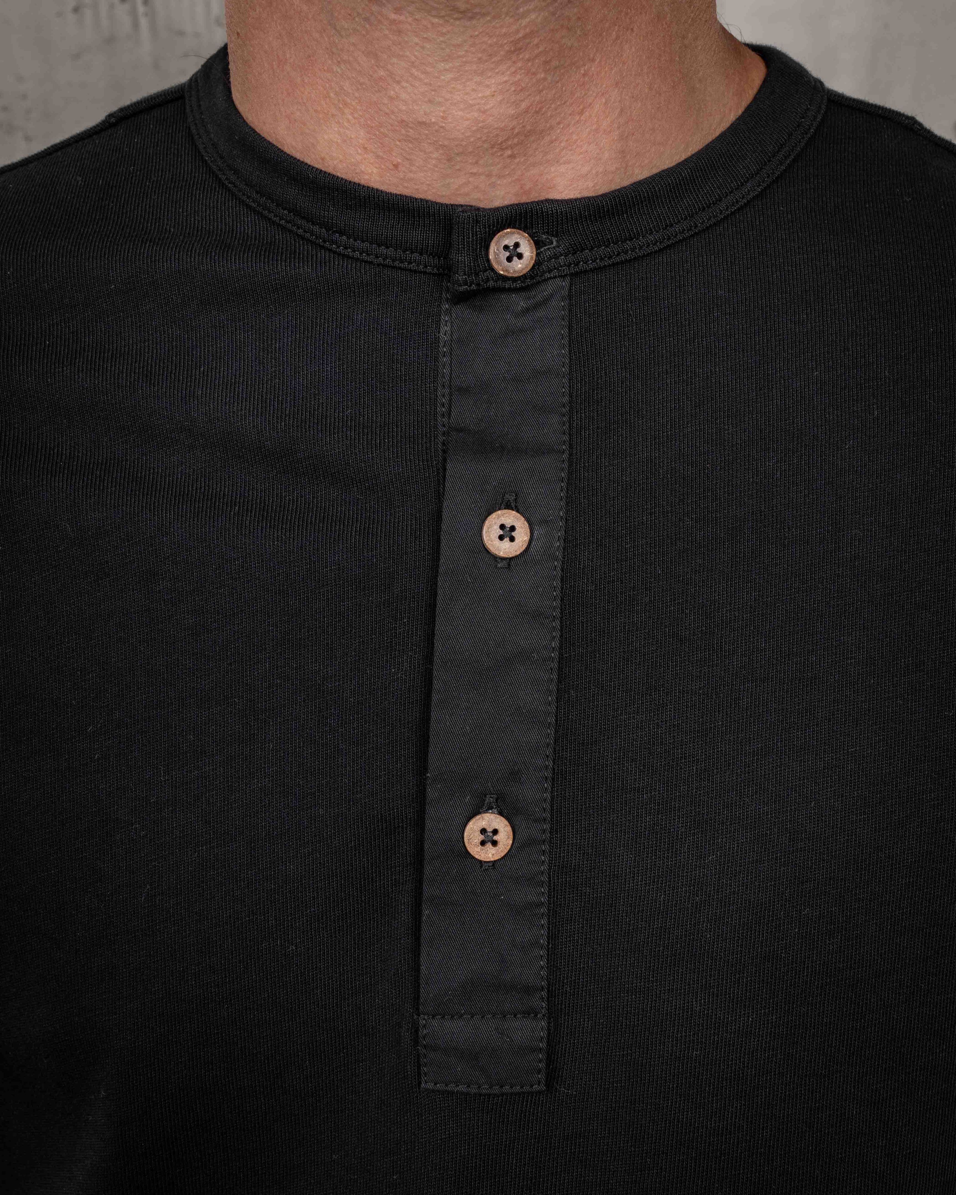 1927 Henley Shirt Short Sleeve Deep Black