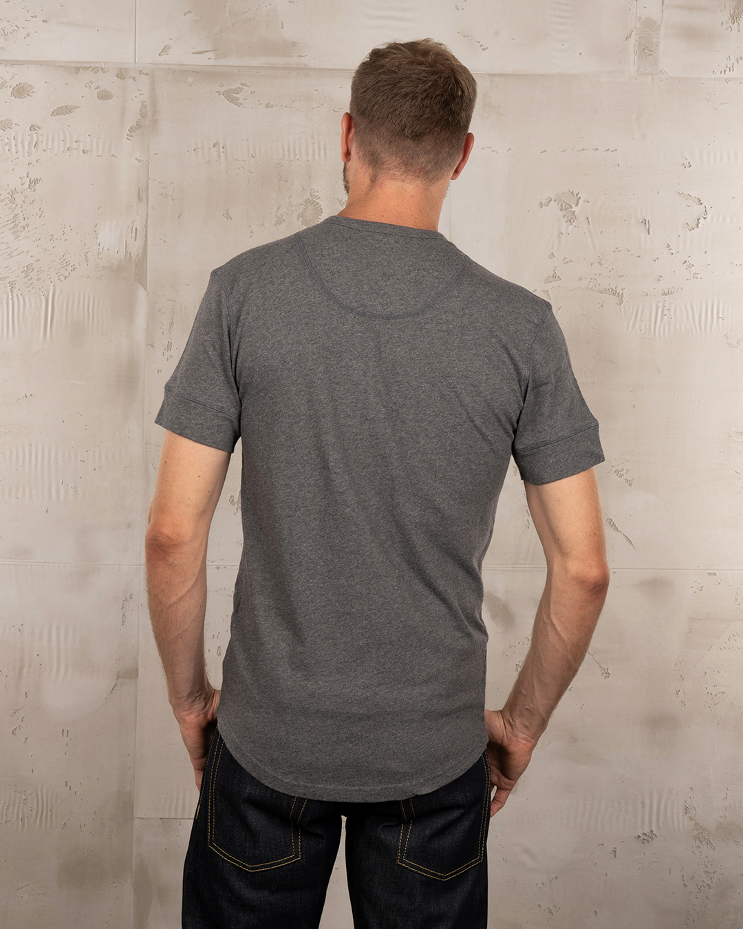 1927 Henley Shirt short sleeve grey melange