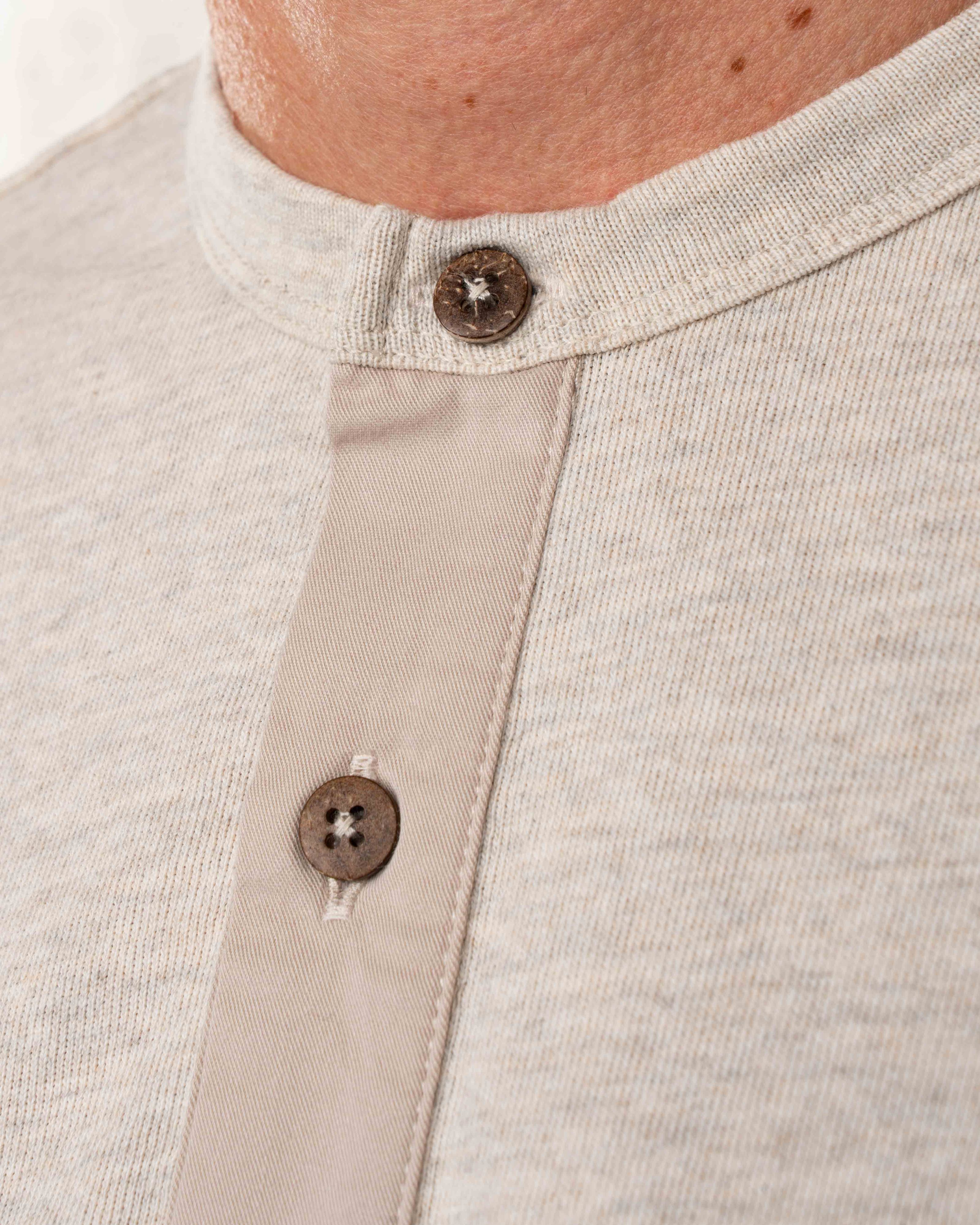 1927 Henley Shirt Short Sleeve Ecru Melange 1927 Henley Shirt Short Sleeve Ecru Melange