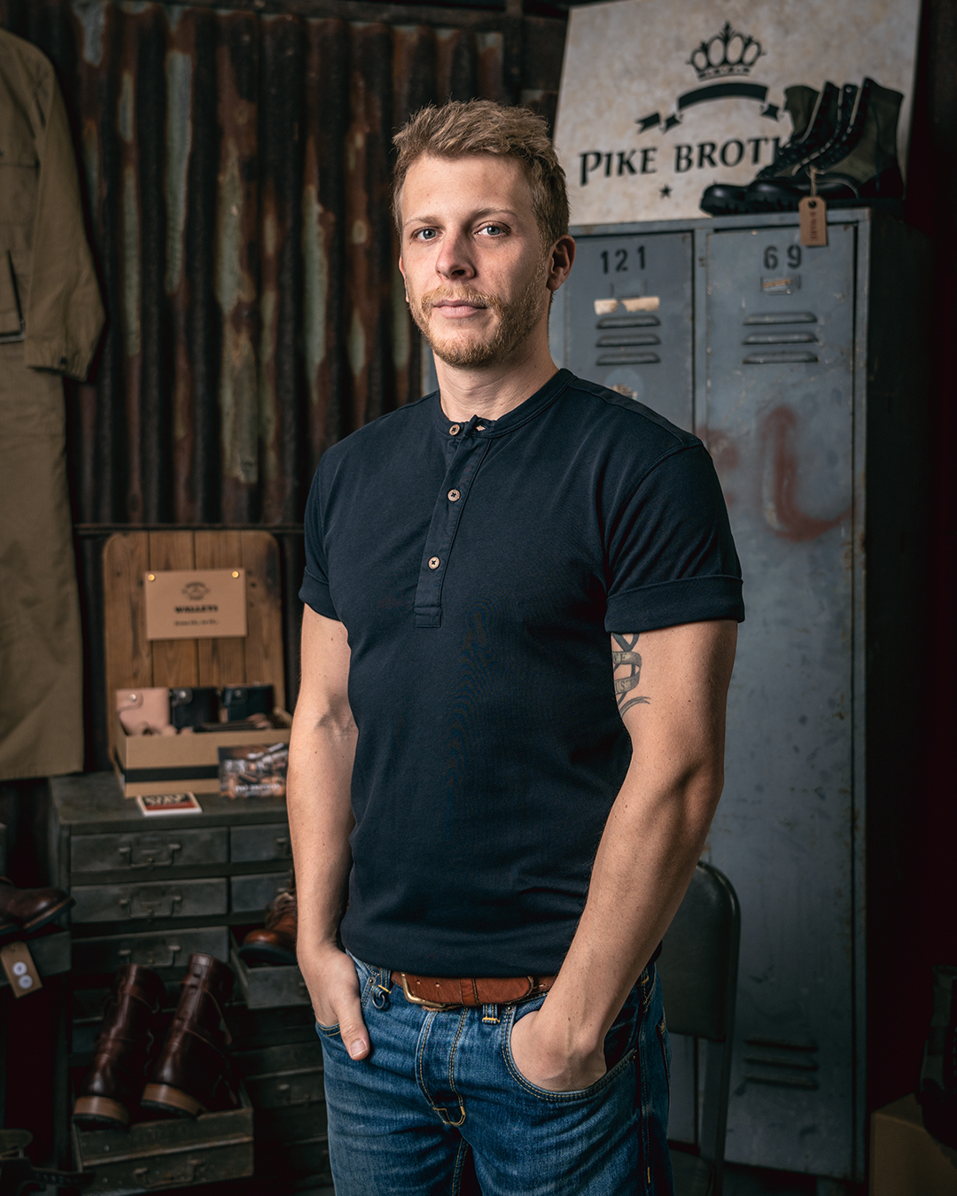 1927 Henley Shirt short sleeve Mojave blue