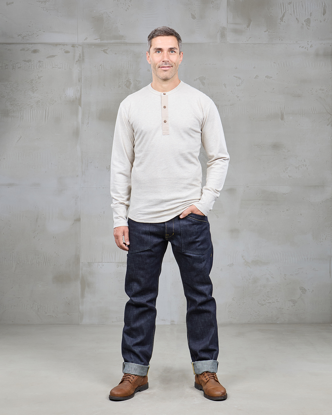 1927 Henley Shirt Long Sleeve Oatmeal