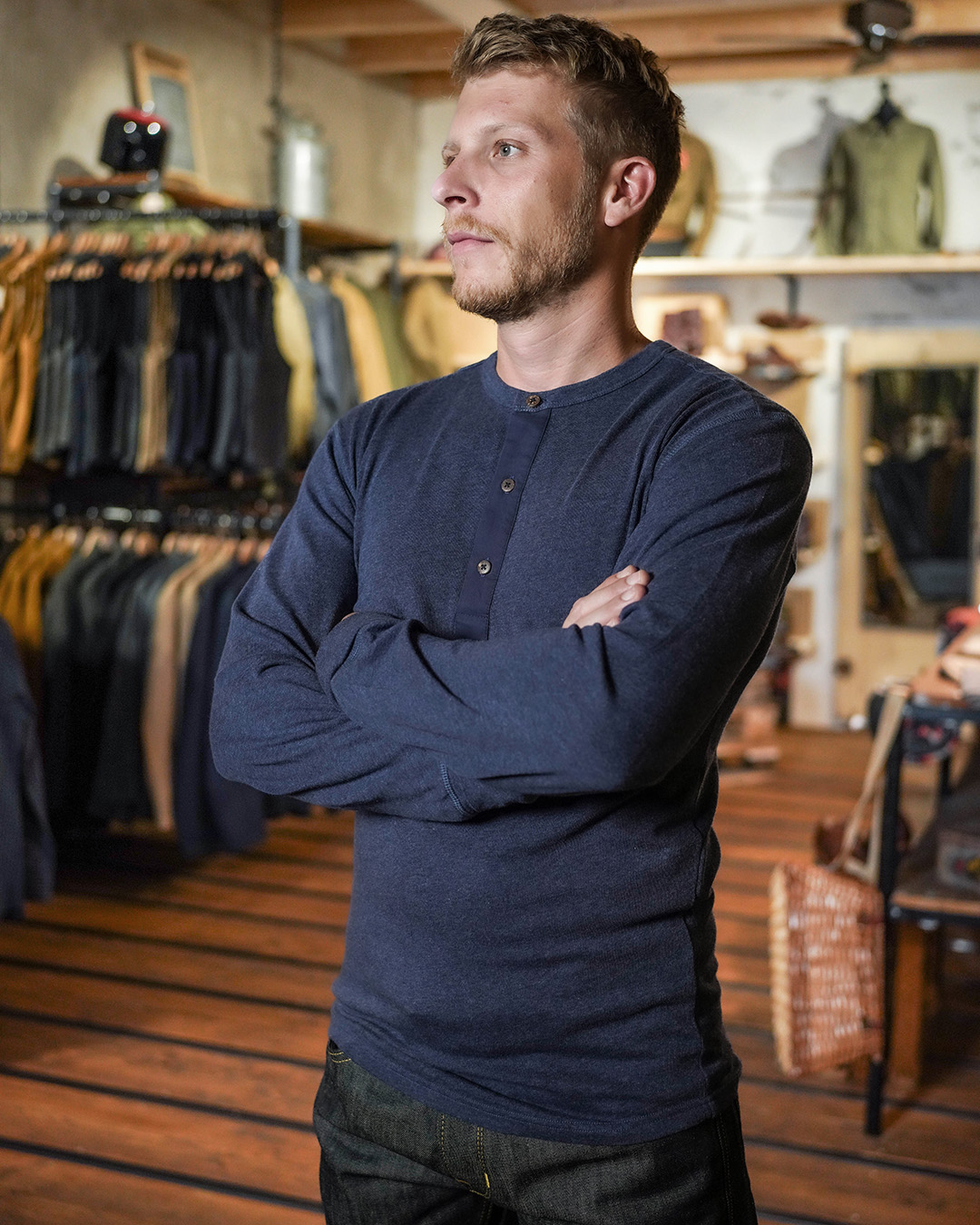 1927 Henley Shirt long sleeve indigo melange 1927 Henley Shirt long sleeve indigo melange