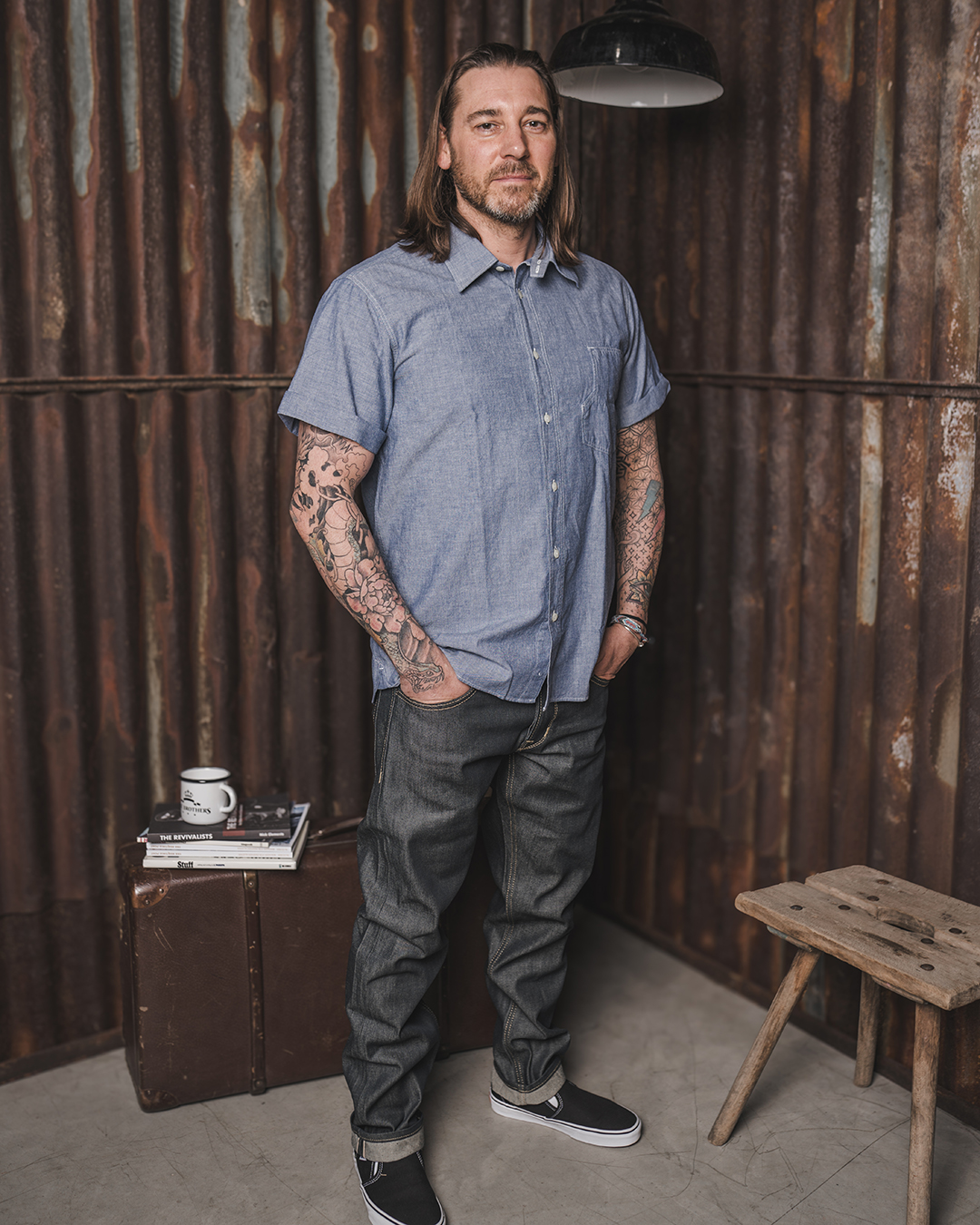 1937 Roamer Shirt Short sleeve blue chambray