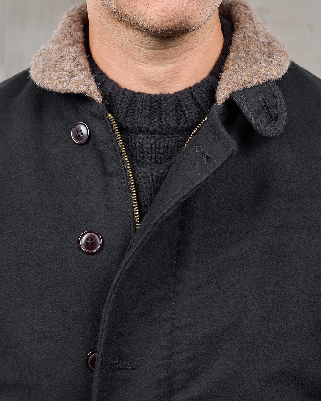 1943 N1 Deck Jacket Moleskin Sulphur Black