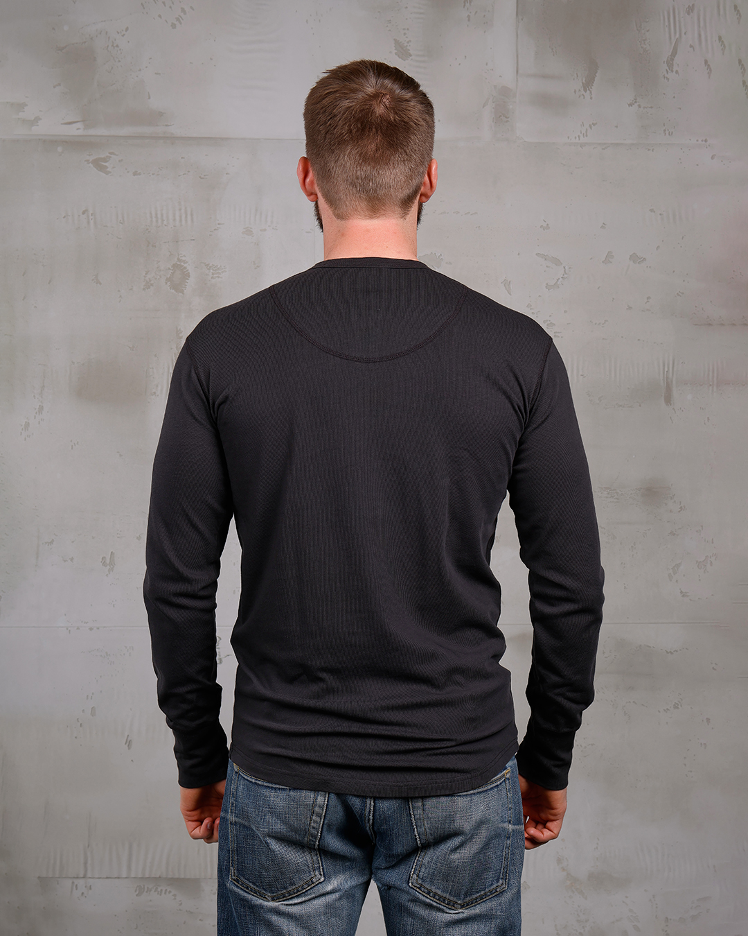 1927 Henley Shirt Long Sleeve Faded Black