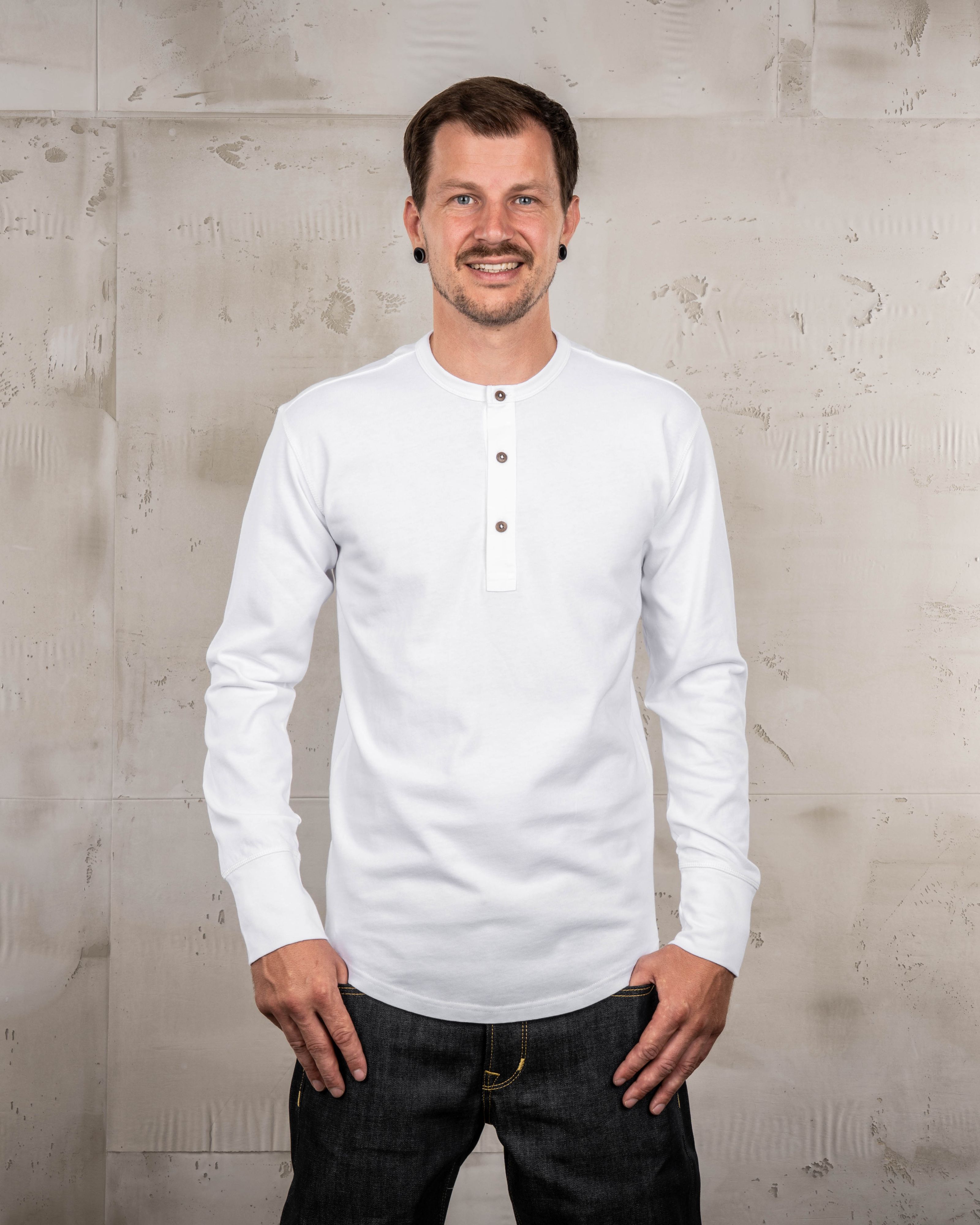 1927 Henley Shirt Long Sleeve Pure White