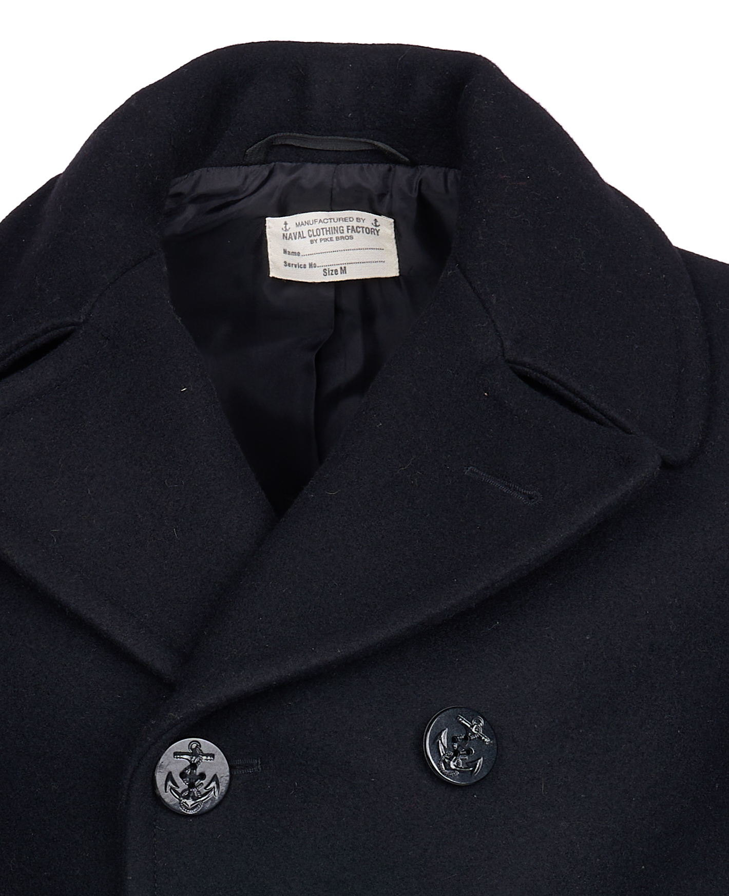 1938 Pea Coat Black Wool 1938 Pea Coat Black Wool